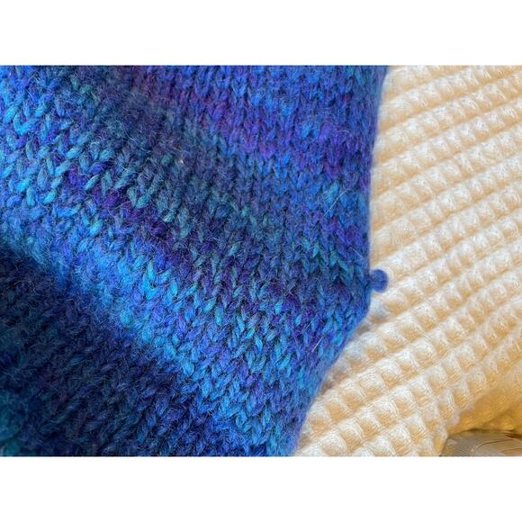 VTG Liz Claiborne Retro Blue Knit Wool Button Up Balloon Sleeve Cardigan Medium - Picture 7 of 13